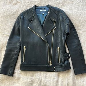 J BRAND leather motorcycle jacket black size small